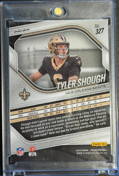 Panini 2025 Prizm Tyler Shough Saints RC #327 Black & White Checker Prizm