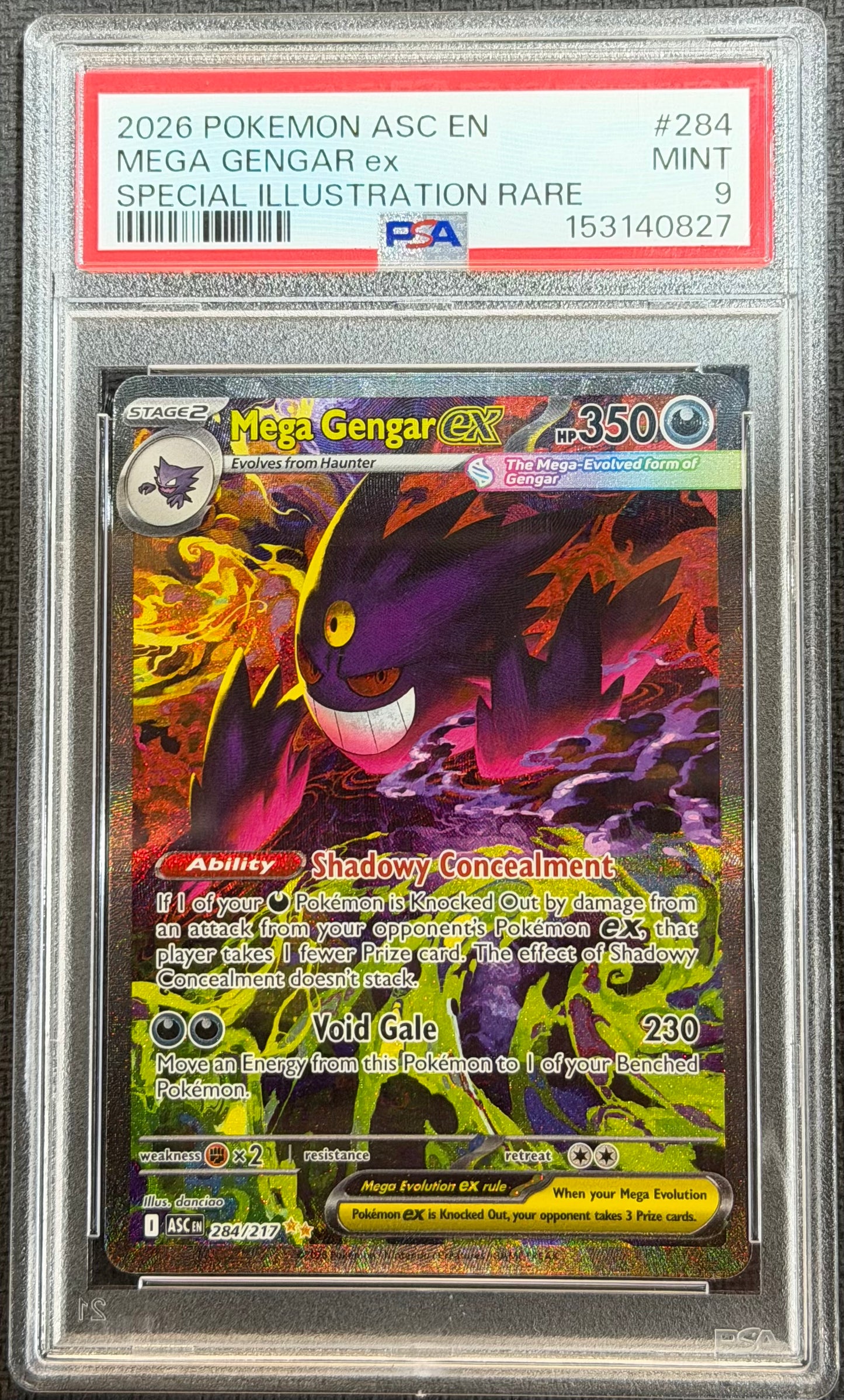 Mega Gengar Ex 284/217 Special Illustration Rare SIR PSA 9 Ascended Heroes