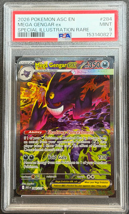 Mega Gengar Ex 284/217 Special Illustration Rare SIR PSA 9 Ascended Heroes
