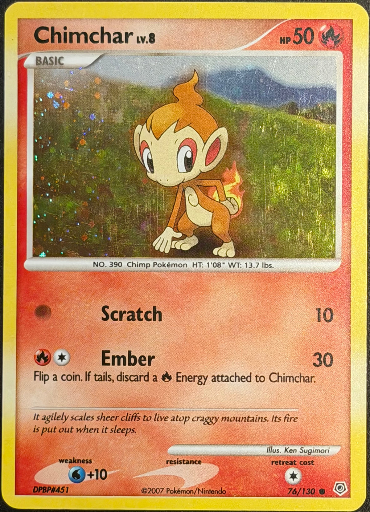 Chimchar 76/130 Diamond & Pearl Set Cosmo Rare 2007 Holo Promo (MP)