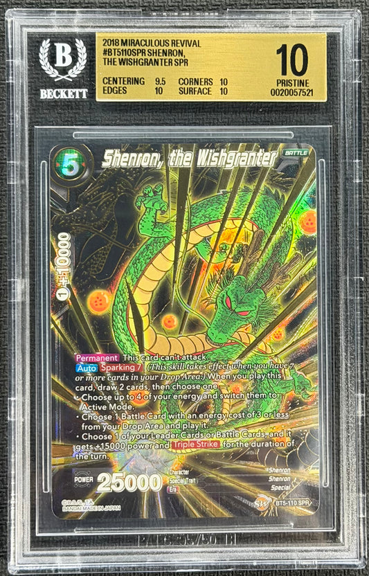 2018 DBS Shenron, The Wishgranter Special Rare BT5-110 SPR Beckett 10
