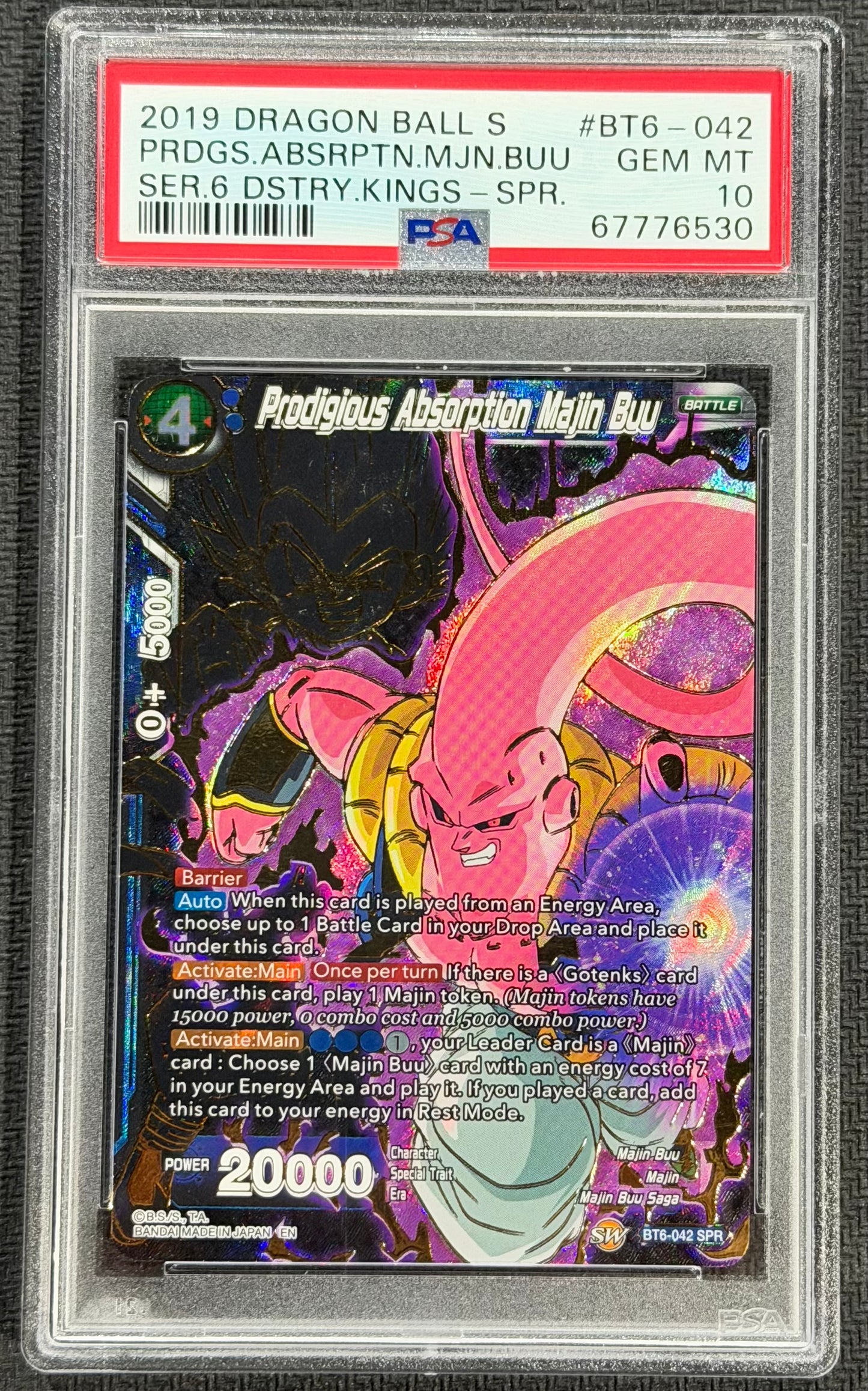 2019 DBS Prodigious Absorption Majin Buu Special Rare SPR BT6-042 PSA 10