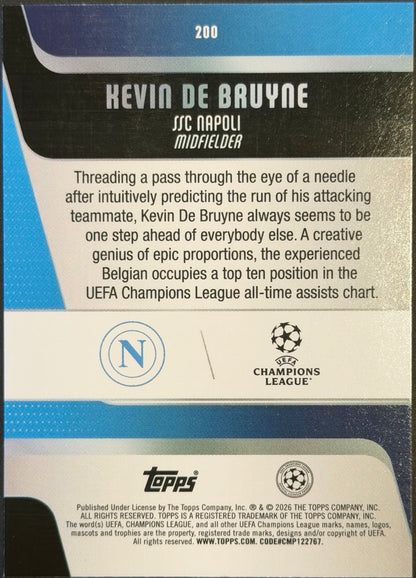Kevin De Bruyne 30/50 Gold Topps Club Competitions 25/26