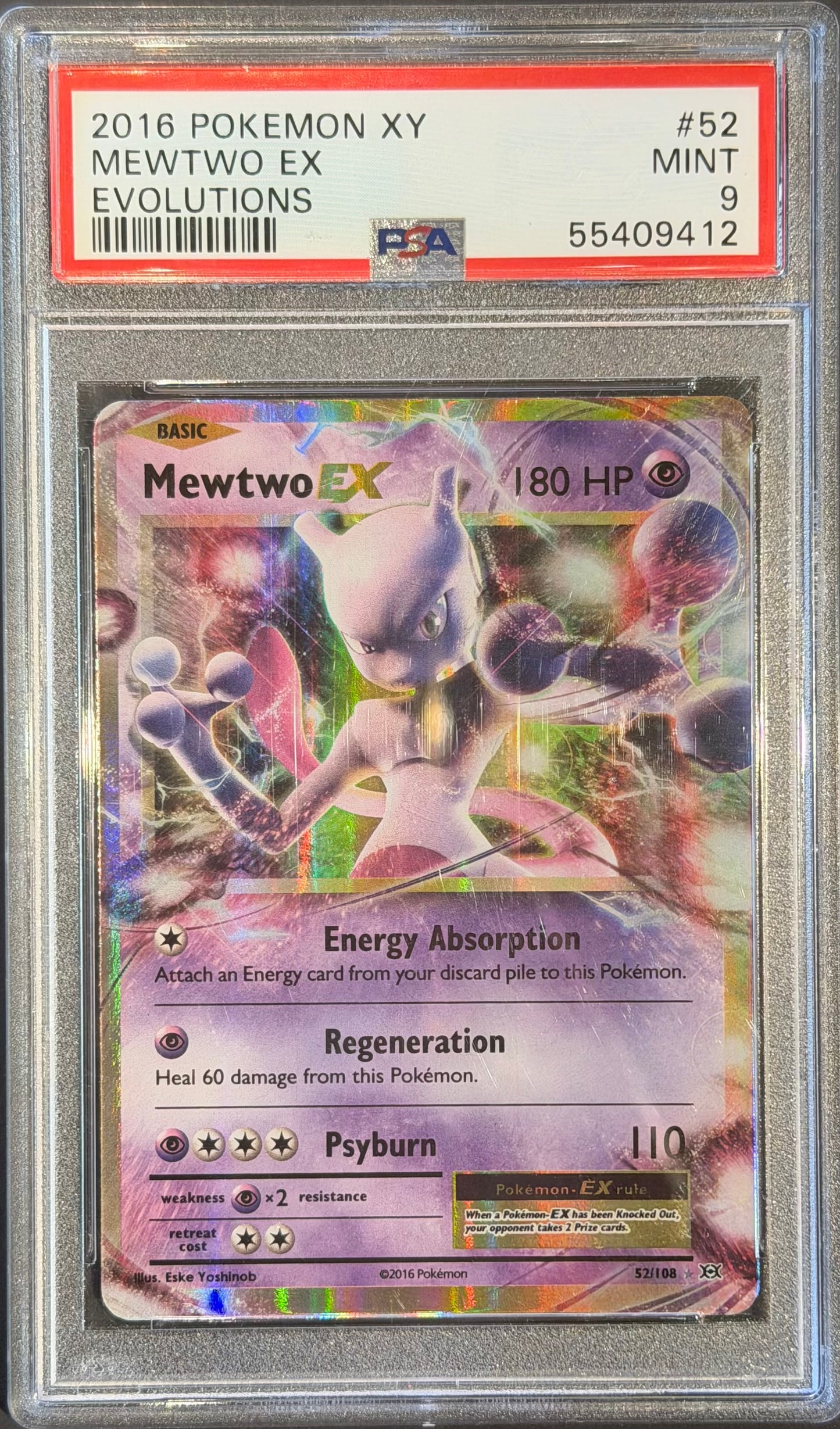 Mewtwo EX 52/108 PSA 7 2016 X Y Evolutions