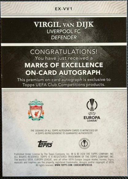Virgil Van Dijk Marks of Excellence autograph 64/99