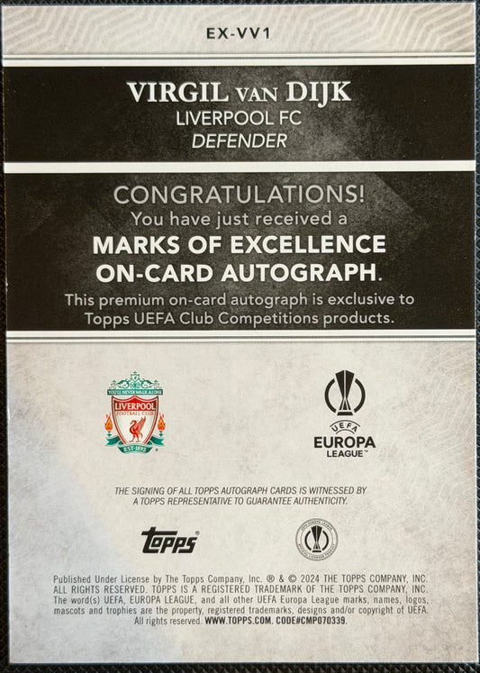 Virgil Van Dijk Marks of Excellence autograph 64/99
