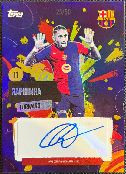 2024/25 Topps Barcelona Team Set Raphinha Rumba Autograph 25/50
