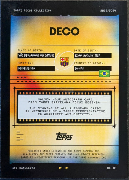 2023 Topps Focus Deco Golden Hour Autograph #HO-DE