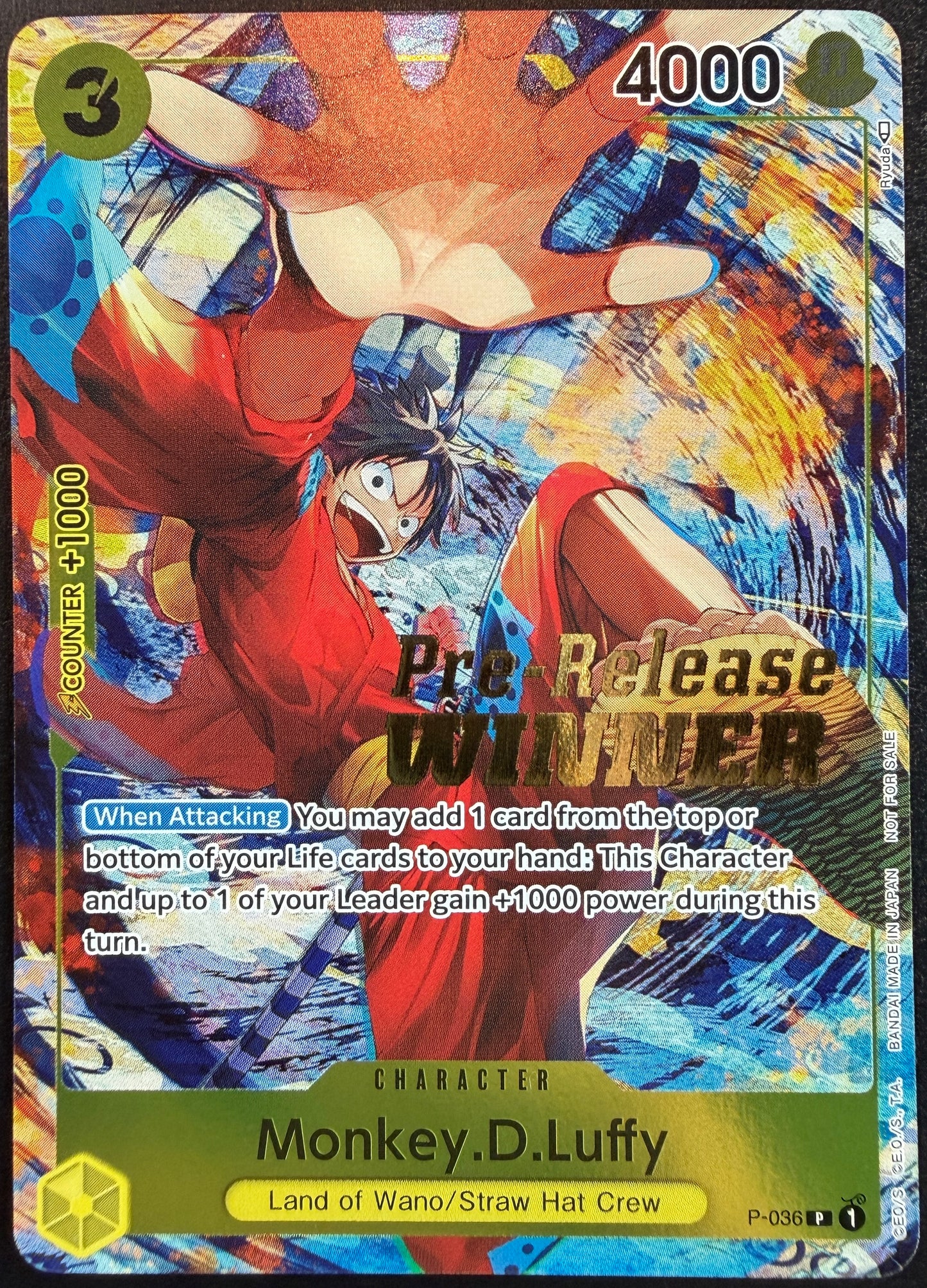Monkey.D.Luffy P-036 Winner Stamp