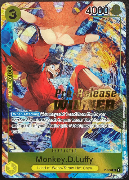 Monkey.D.Luffy P-036 Winner Stamp