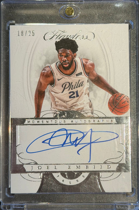 JOEL EMBIID 2017-18 FLAWLESS MOMENTOUS AUTO /25 #MA-JE 76ERS