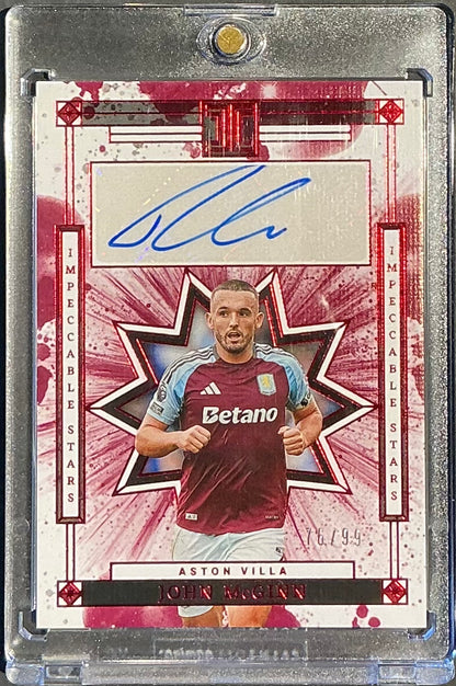 John McGinn 76/99 Auto Ruby #IS-JM 2024-25 Panini Impeccable Premier League