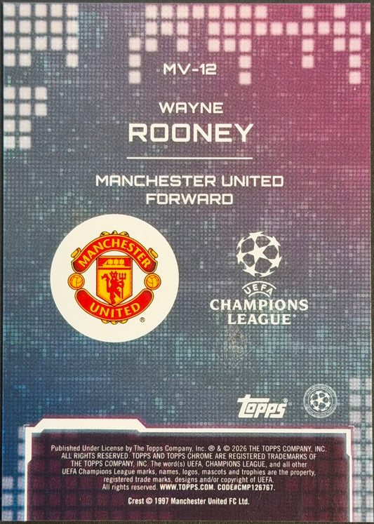 Wayne Rooney- SSP Metaverse #MV12- 2025-26 Topps Chrome UEFA- Man U
