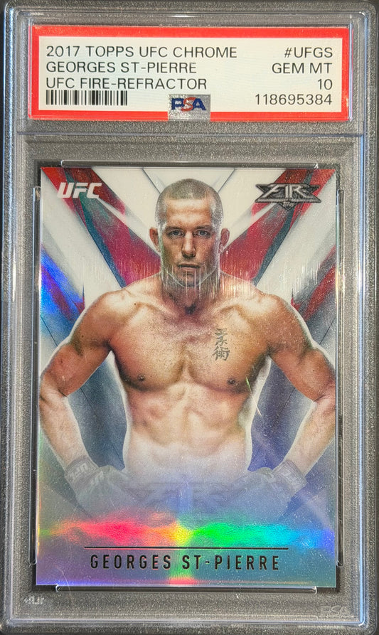 2017 Topps Chrome Georges ST-Pierre UFC Fire-refractor 60/99 PSA 10