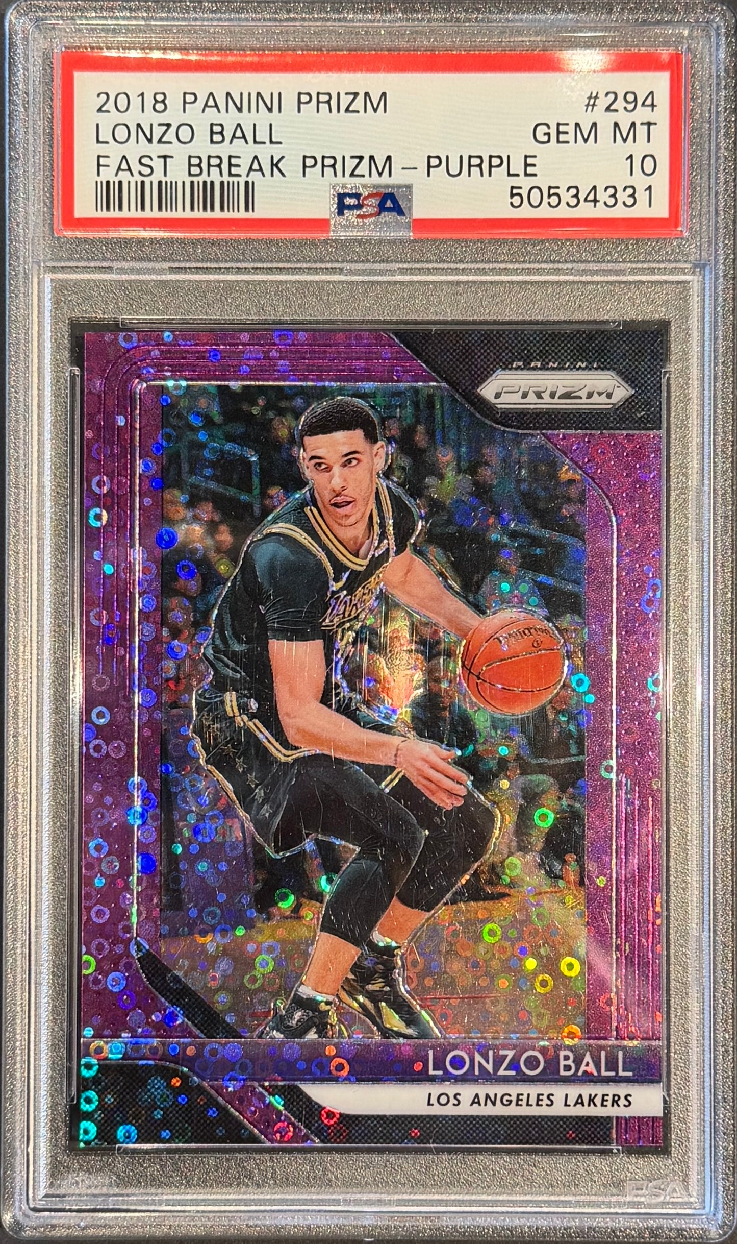 Lonzo Ball #294 PSA 10 Fast Break Prizm purple 68/75