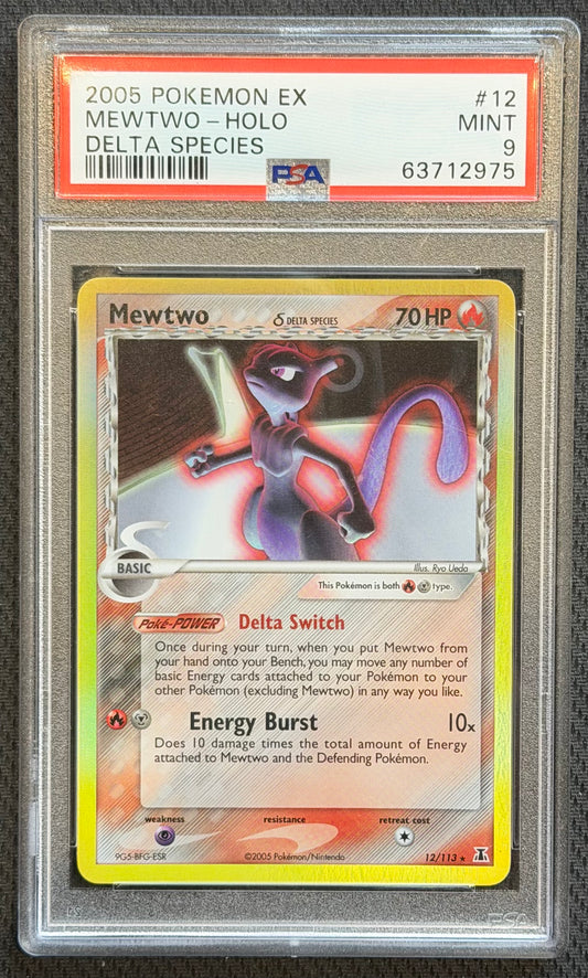 PSA 9 Mewtwo Holo 12/113 - 2005 Pokemon TCG EX Delta Species