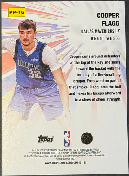 Topps 2025-26 Power Players Insert Cooper Flagg Mavericks RC #PP-16