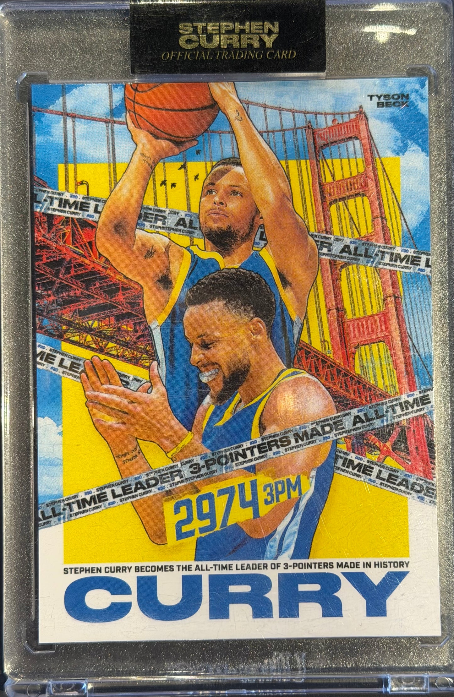 STEPHEN CURRY X TYSON BECK - 3PT RECORD BREAKER MOMENT CARD - LIMITED TO 200