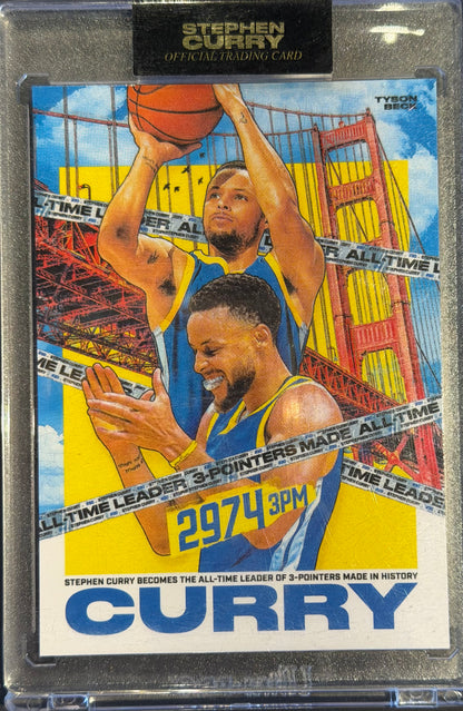 STEPHEN CURRY X TYSON BECK - 3PT RECORD BREAKER MOMENT CARD - LIMITED TO 200