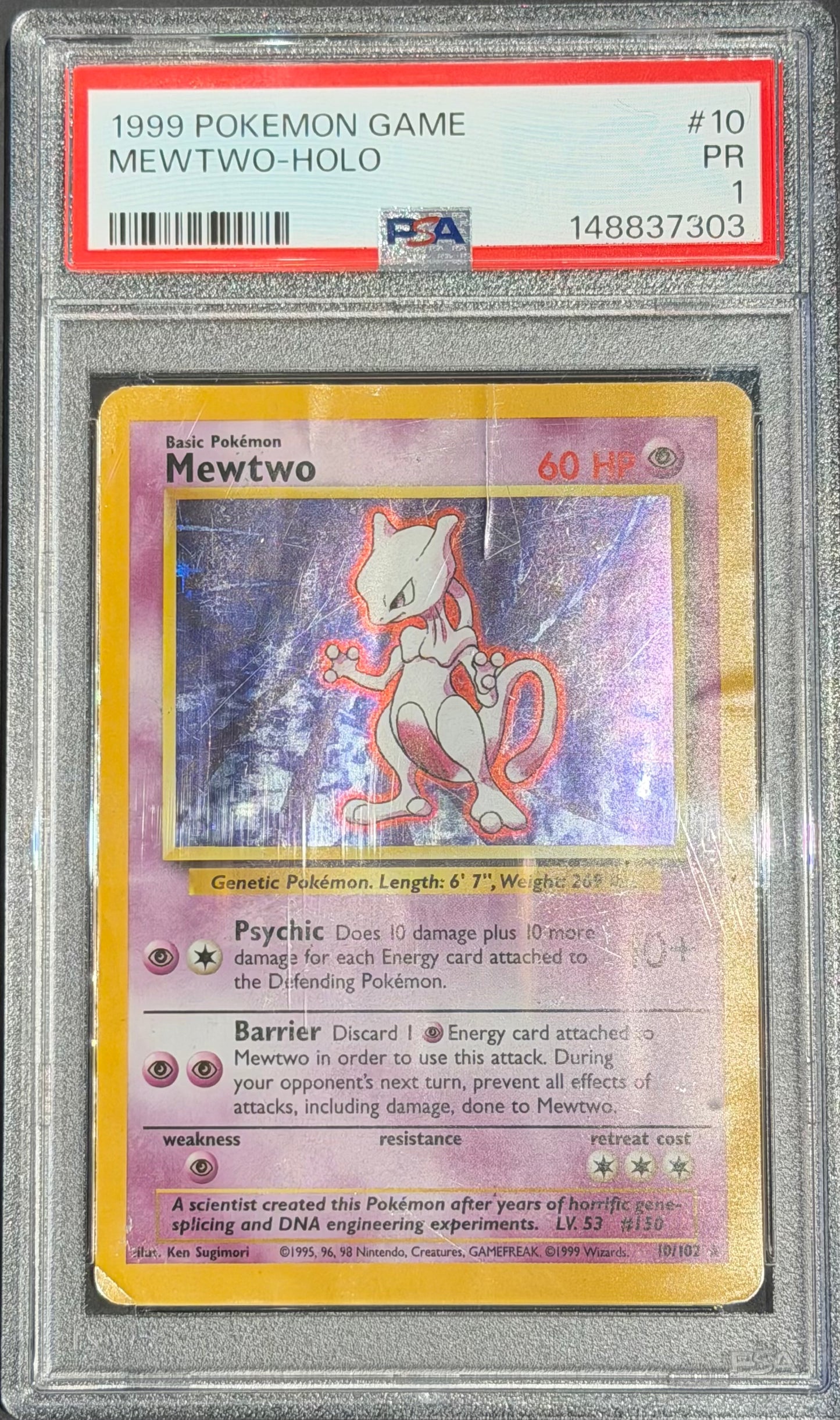 Mewtwo 10/102 PSA 1 Holo base set unlimited
