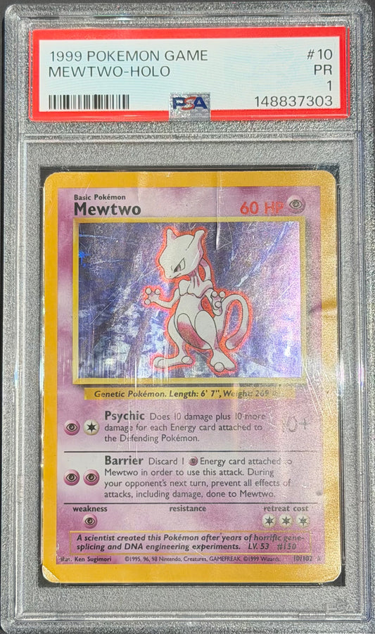 Mewtwo 10/102 PSA 1 Holo base set unlimited