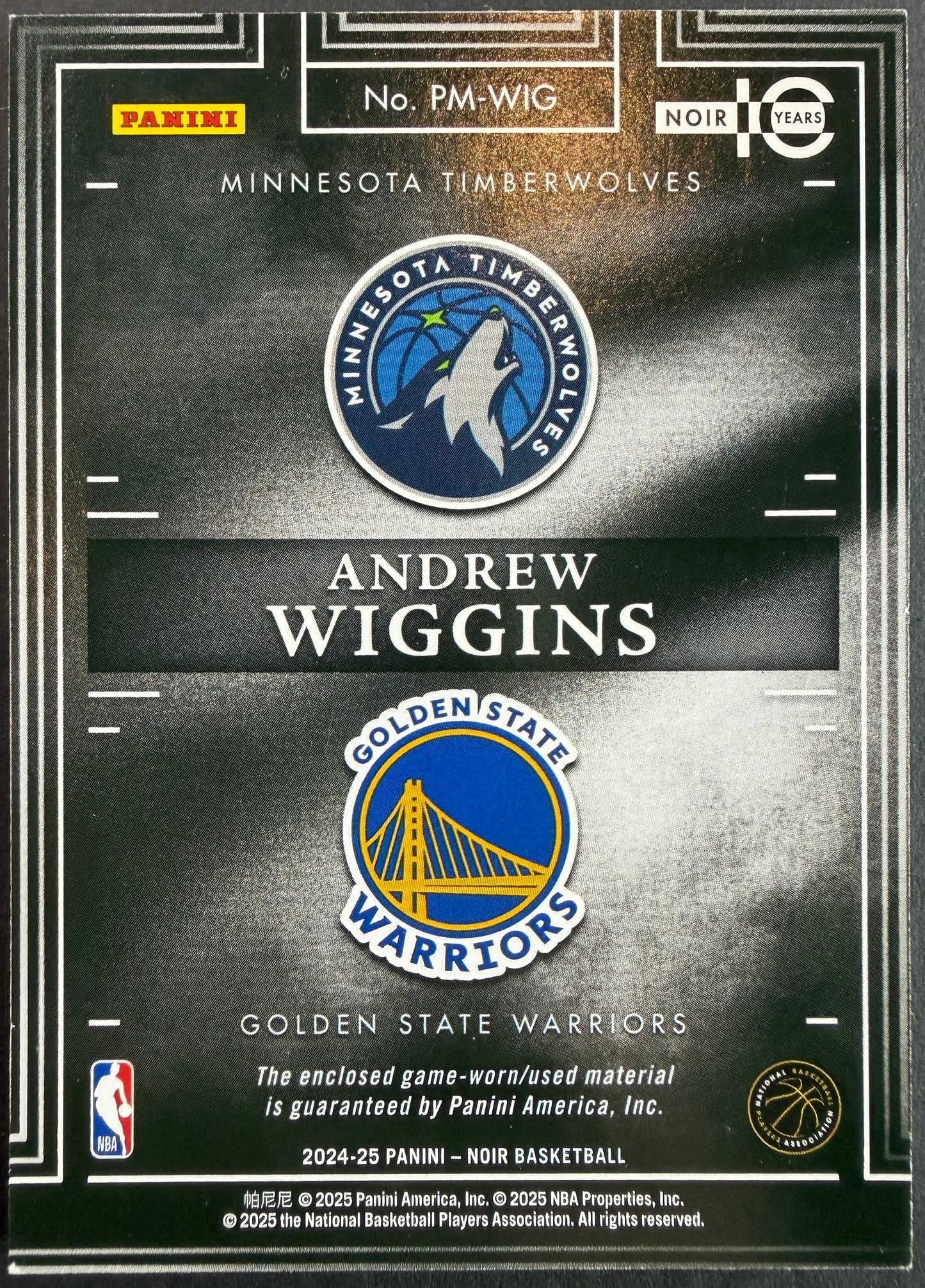 Andrew Wiggins 30/99 2024/25 Noir Basketball Patch