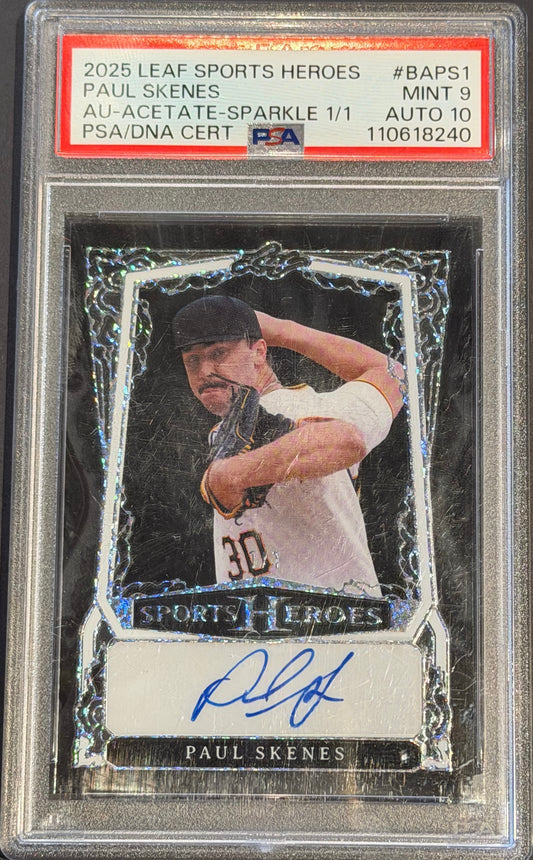 2025 Leaf Sports Paul Skenes 1/1 Auto PSA 9 AUTO 10
