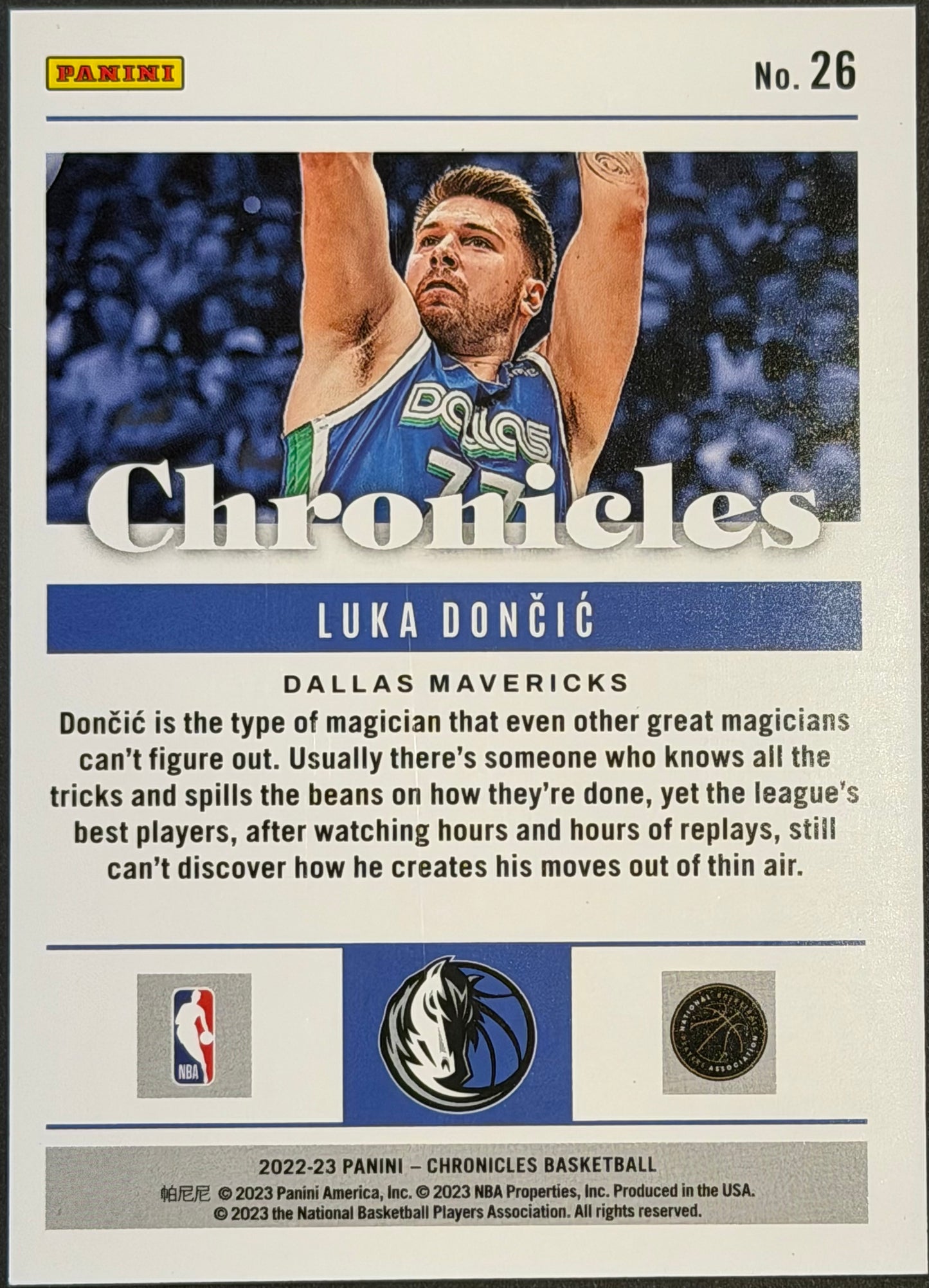 Luka Doncic Orange /75 Mavericks 2022-23 Panini Chronicles 2022