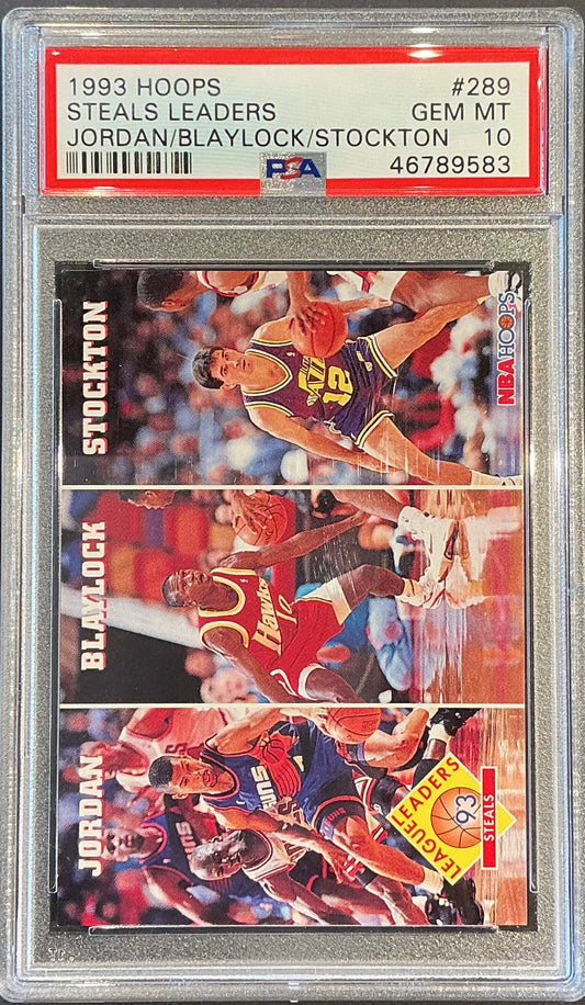 1993 Hoops Steals Leaders Jordan/baylock/stockton PSA 10