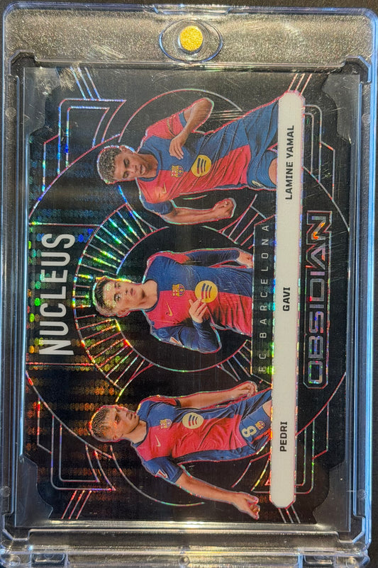 2024/25 Panini Obsidian Pedri/Gavi/Lamine Yamal Nucleus Electric Etch Red Pulsar 34/50