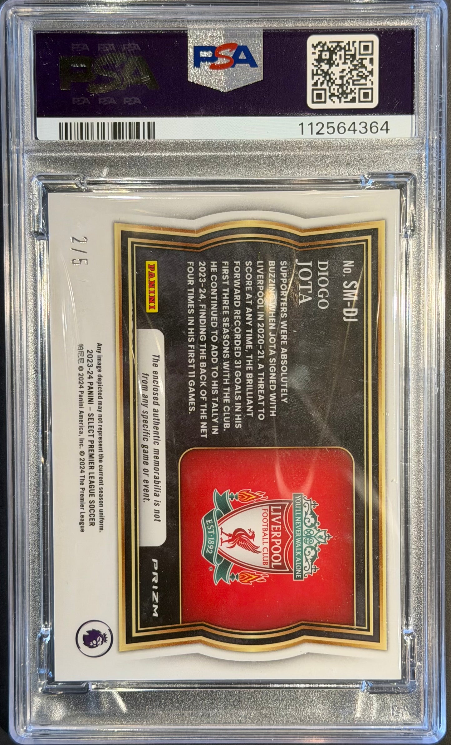 Diogo Jota PSA 10 memorabilia Green 2/5