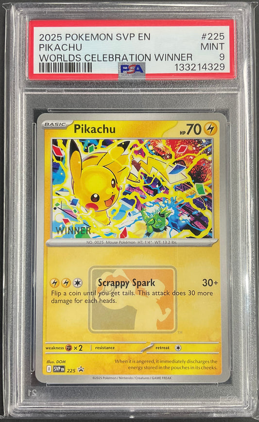 Pikachu Worlds Celebration Winner 225 Promo [SVPen] PSA 9