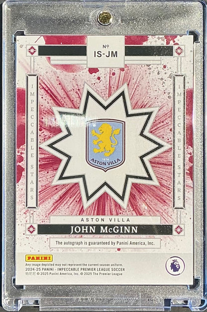 John McGinn 76/99 Auto Ruby #IS-JM 2024-25 Panini Impeccable Premier League