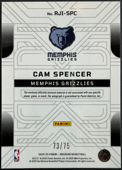 Cam Spencer 73/75 2024/25 Obsidian Basketball Patch Auto