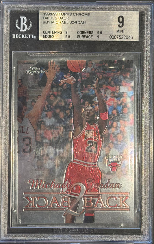 1998/99 Topps Chrome Back 2 Back Michael Jordan BGS 9