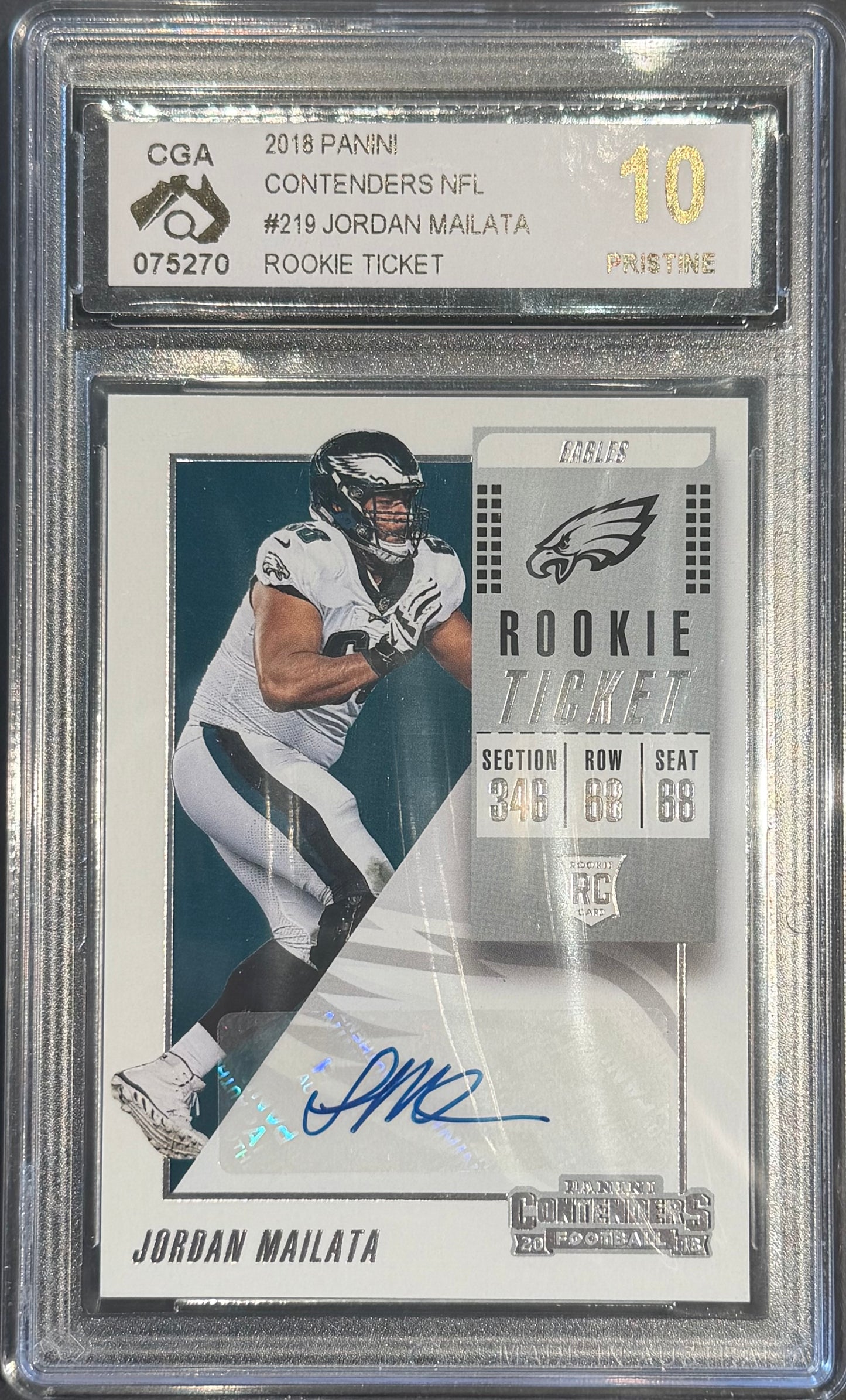 Jordan Mailata Rookie Ticket Autograph CGA 10