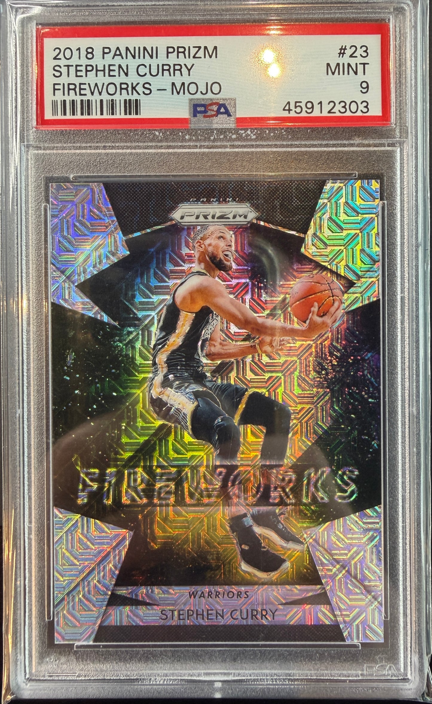 Stephen Curry 22/25 Fireworks Mojo 2018 Panini Prizm Basketball PSA 9