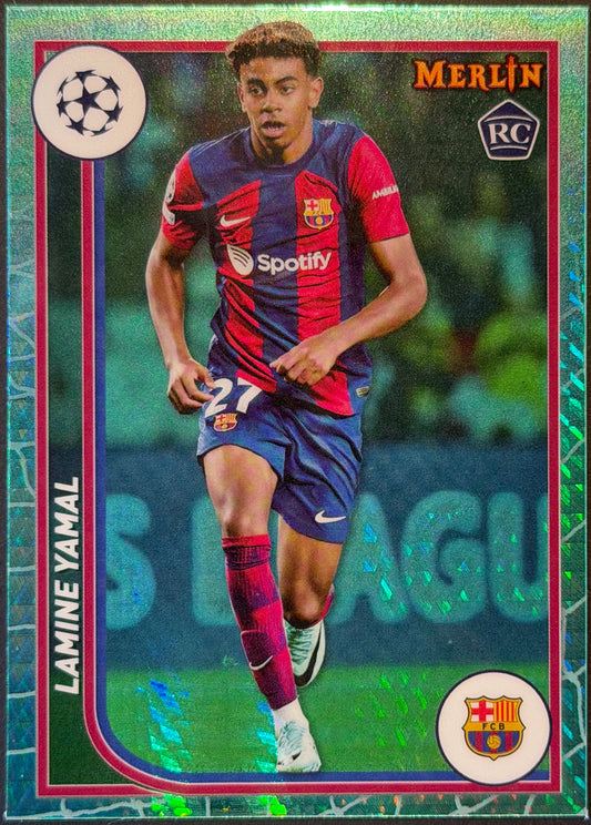 2023/24 Topps Chrome Merlin Lamine Yamal RC Aqua Prizm Refractor