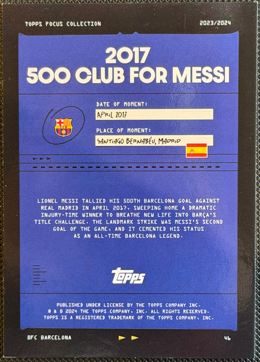 2017 Topps Focus 500 Club for Messi Fireworks