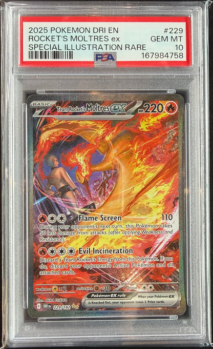Team Rocket’s Moltres ex 229/182 [Destined Rivals] PSA 10