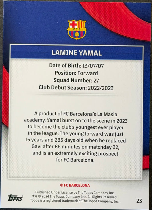 2023/24 Topps Barcelona Team Set Lamine Yamal RC 177/250 Blue