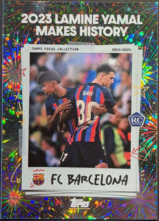 2023 Topps Focus 2023 Lamine Yamal Makes History RC Fireworks