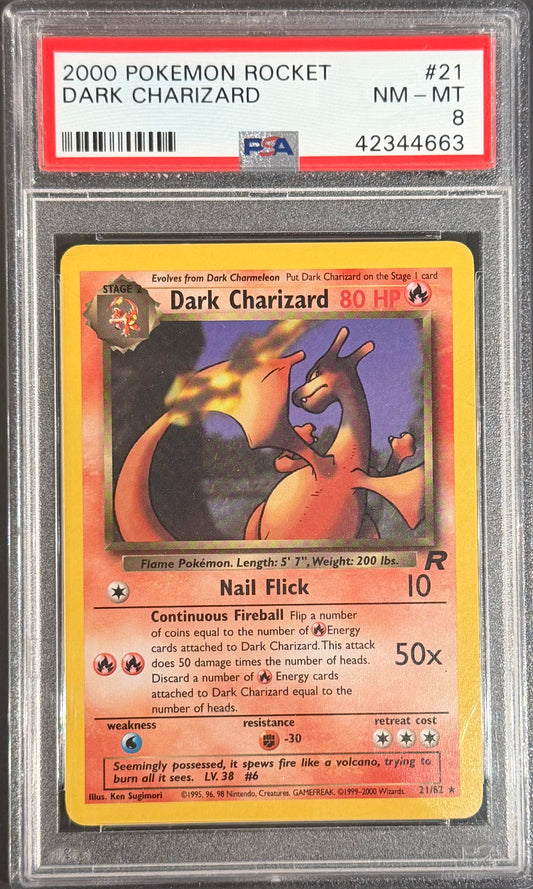 2000 Pokemon Dark Charizard 21/82 Non-holo PSA 8