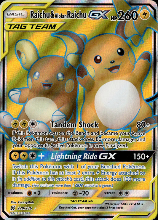 Raichu & Alolan Raichu GX 220/236 [Unified Minds]