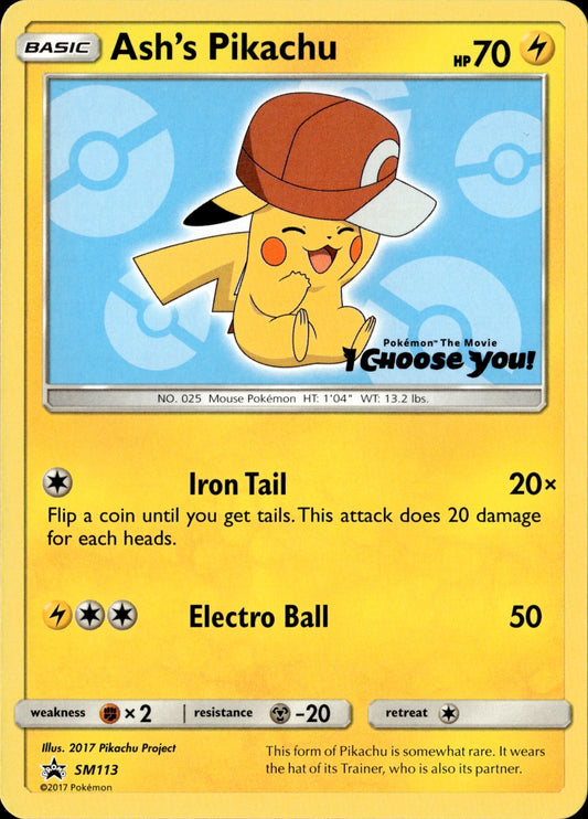 Ash's Pikachu SM113 Black Star Promo