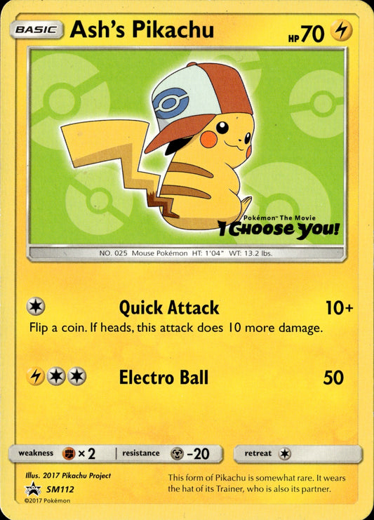Ash's Pikachu SM112 Black Star Promo