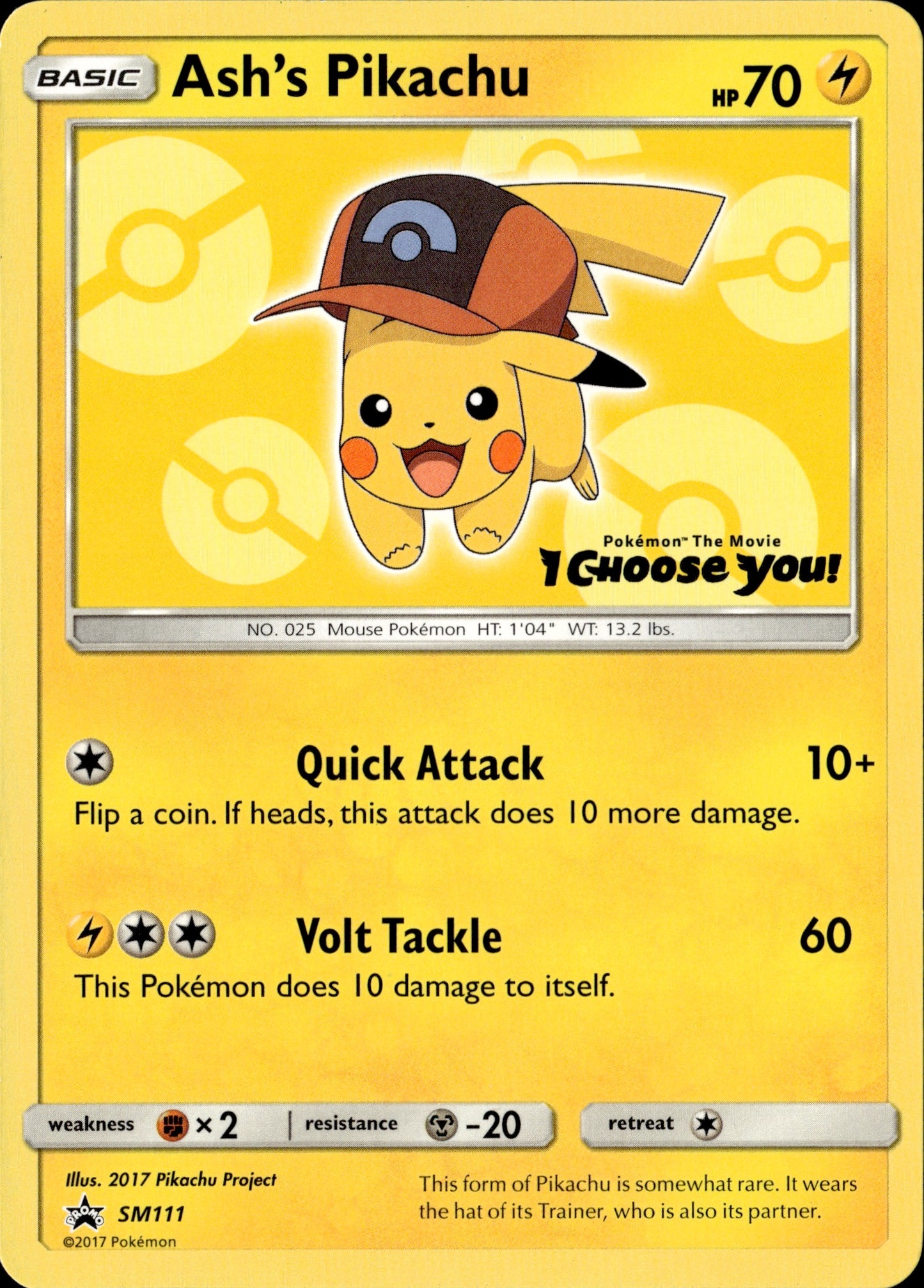 Ash's Pikachu SM111 Black Star Promo