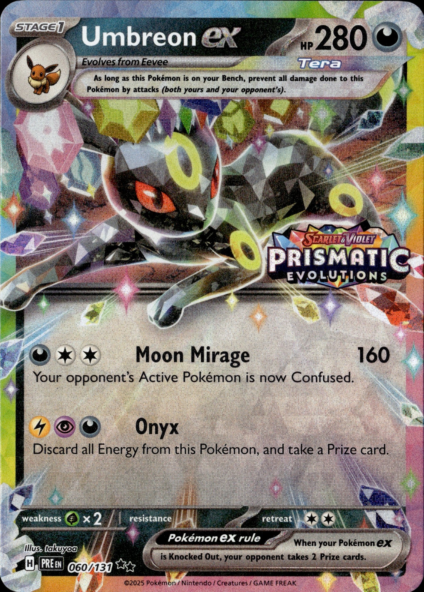 Umbreon Ex Pokemon Card Pokemon TCG: Umbreon Ex 060/131 Prismatic Evolutions Double Rare Foil Card Umbreon Ex Pokemon Card Pokemon TCG: Umbreon Ex 060/131 Prismatic Evolutions Double Rare Foil Card