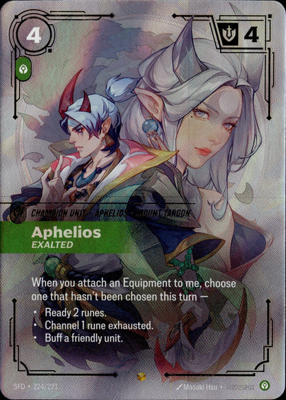 Aphelios Exalted Overnumbered 224/221 - Riftbound Spiritforged TCG English