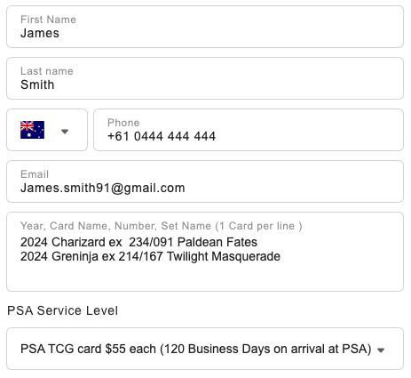 PSA Submission Form – Leo Games